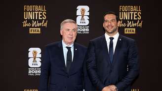 Presidente da CBF, Samir Xaud, ao lado de Ancelotti