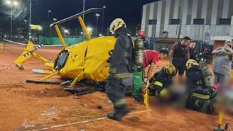 Helicóptero cai em quadra de tênis na Argentina e deixa três feridos