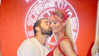 Cíntia Dicker comemora aniversário no Salgueiro ao lado de Pedro Scooby