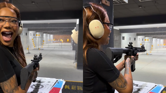 Ludmilla faz aula de tiro