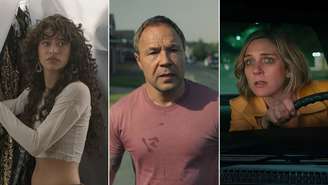 Odessa A’zion em I Love LA, Stephen Graham em Adolescência e Rhea Seehorn em Pluribus (Fotos: Divulgação)