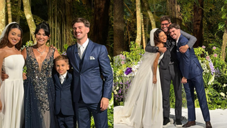 Suzana Alves e Flavio Saretta no casamento de Felipe