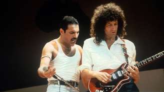 Freddie Mercury e Brian May durante show do Queen no Live Aid 1985 (Foto: FG/Bauer