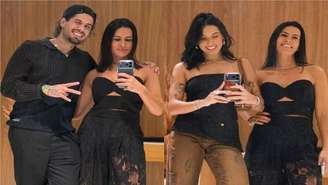 Zé Felipe posa abraçado com a sogra e combina look com a família de Ana Castela —