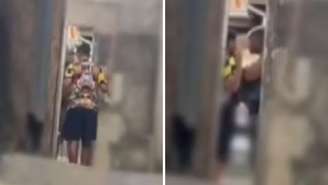 Policial militar foi filmado dando tapa em adolescente que brincava com arma de gel no quintal da avó