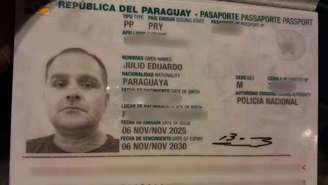 Documento falso que Silvinei tentou usar no Paraguai