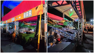 Parte de camarote despenca e paralisa show em festival no litoral de SC