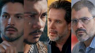 Paulinho (Romulo Estrela), Bagdá (Xamã), Ferette (Murilo Benício) e Jorginho (Juliano Cazarré) de Três Graças (Reprodução/TV Globo)