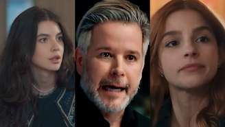 Lorena (Alanis Guillen), Ferette (Murilo Benício) e Juquinha (Gabriela Medvedovsky) de Três Graças (Reprodução/TV Globo)