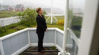A primeira-ministra dinamarquesa, Mette Frederiksen, durante uma visita a Nuuk, Groenlândia, em 24 de setembro de 2025.