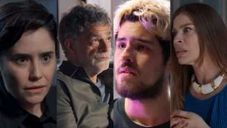 Samira (Fernanda Vasconcellos), Rogério (Eduardo Moscovis), Raul (Paulo Mendes) e Arminda (Grazi Massafera) de Três Graças (Reprodução/TV Globo)