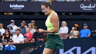 Sabalenka durante jogo contra Muchová