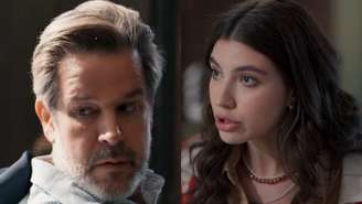 Ferette (Murilo Benício) e Lorena (Alanis Guillen) de Três Graças (Reprodução/TV Globo)