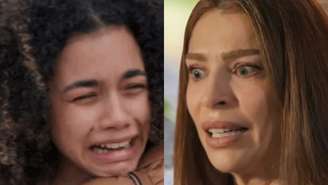 Joélly (Alana Cabral) e Arminda (Grazi Massafera) de Três Graças (Reprodução/TV Globo)