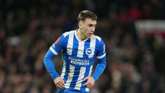 Brajan Gruda (Brighton) durante jogo contra o Manchester United, no dia 11.01.2026 