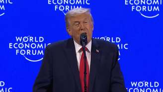 Donald Trump faz discurso em Davos, na Suíça, durante o Fórum Econômico Mundial