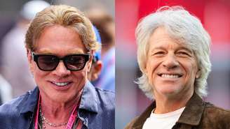 Axl Rose (Guns N' Roses) e Jon Bon Jovi (Bon Jovi) em 2025 (Fotos: Jayce Illman / Getty Images e Samir Hussein / WireImage)