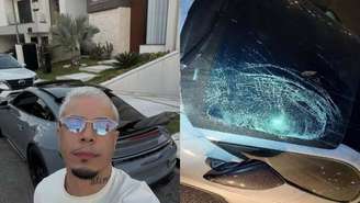 MC Tuto e seu carro após o acidente