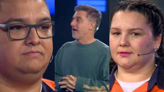 Júlio Cesar, Luciano Huck e Paola no The Wall, do Domingão com Huck (Reprodução/TV Globo)