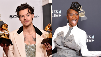 Da esquerda para a direita, Harry Styles e Doechii (Fotos: e Alberto E. Rodriguez/Getty Images for The Recording Academy/Getty Images e Frazer Harrison/Getty Images)