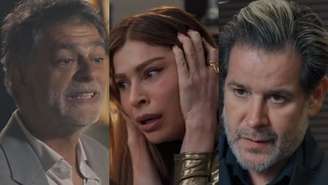 Rogério (Eduardo Moscovis), Arminda (Grazi Massafera) e Ferette (Murilo Benício) de Três Graças (Reprodução/TV Globo)