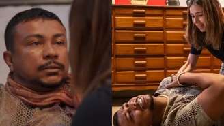 Bagdá (Xamã) e Lucélia (Daphne Bozaski) de Três Graças (Reprodução/TV Globo)