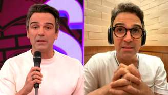 Tadeu Schmidt no BBB 26 e em live (Reprodução/TV Globo/Youtube)