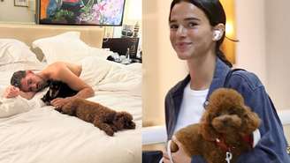 Bruna Marquezine e João Guilherme com os pets