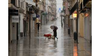 Área de comércio em Ronda, Espanha, atingida pela Tempestade Leonardo