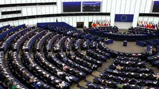 Vista do plenário do Parlamento Europeu, em Estrasburgo, na França, em 20 de janeiro de 2026.