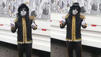 Tom Cavalcante se fantasia de Michael Jackson para o bloco Cordão Bola Preta