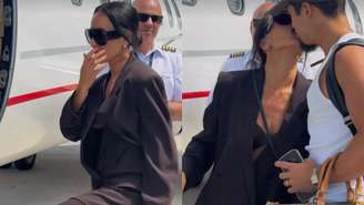 Sabrina Sato embarca em jatinho com Nicolas Prattes e Zoe para o RJ