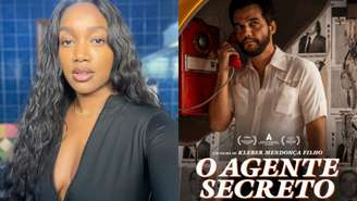 Iza e pôster do filme O Agente Secreto (Reprodução/Instagram/Divulgação)