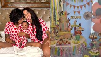 Churrasco com ouro! Zuri, filha de Ludmilla e Brunna Gonçalves, ganha "mesversário" de luxo