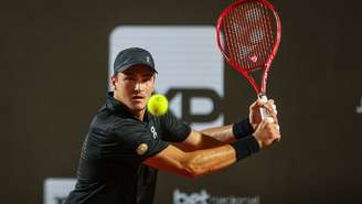 João Fonseca durante partida do Rio Open