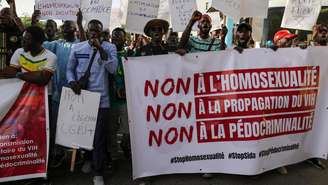 Manifestação anti-LGBT em Dakar, no último dia 14 de fevereiro, para pedir um endurecimento da lei contra a homossexualidade no país, após a prisão de várias pessoas acusadas de “práticas homossexuais" e de transmissão voluntária do HIV.