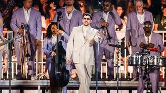 Bad Bunny em show realizado em São Paulo