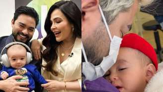 Yudi Tamashiro e Mila Braga com o filho, Davi Yudi