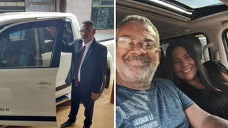 Chaiany ao lado do pai, Roberto Andrade