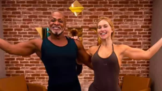 Virginia Fonseca e Carlinhos Salgueiro durante preparação para o desfile na Sapucaí