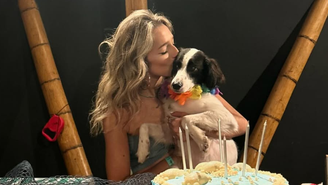 Lindolfo, cachorro de Samira, recebe prótese após campanha nas redes sociais