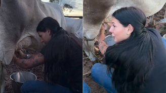Ana Castela acordou antes do sol nascer para ordenhar vacas em fazenda do ex-sogro