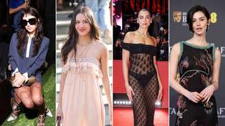 Da esquerda para a direita: Clairo, Olivia Rodrrigo, Dua Lipa e Gracie Abrams (Fotos: Daniele Venturelli/Getty Images for Valentino, Stephane Cardinale