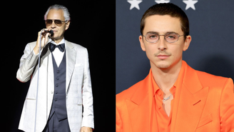 À esquerda, Andrea Bocelli