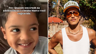 Fã brasileira mostra filho parecido com Bruno Mars e cantor reage: ‘Pera ai…’