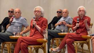 Fernanda Montenegro e Ary Fontoura na coletiva de 'Velhos Bandidos'