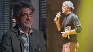 Eduardo Moscovis como Rogério de Três Graças e em premiação (Reprodução/TV Globo/Instagram)