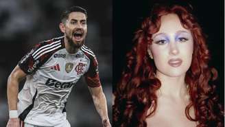 Jorginho, jogador do Flamengo, e a cantora Chappell Roan