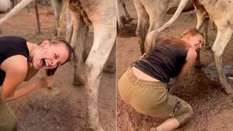 Julianna Jacewicz lava o cabelo com urina de vaca em tribo no Sudão do Sul