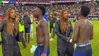 Ludmilla e Vini Jr. no jogo da Seleção Brasileira nos EUA